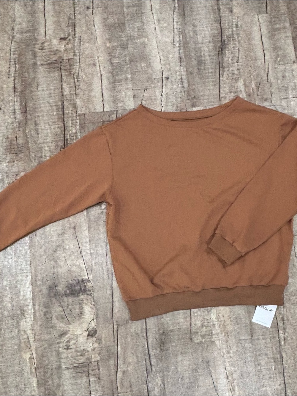 New Katch Me Women’s Classic Crewneck Sweatshirt in Mocha Brown XL